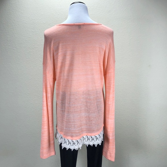 Signature Studio Orange & Cream Crochet Hem Top - Picture 3 of 5